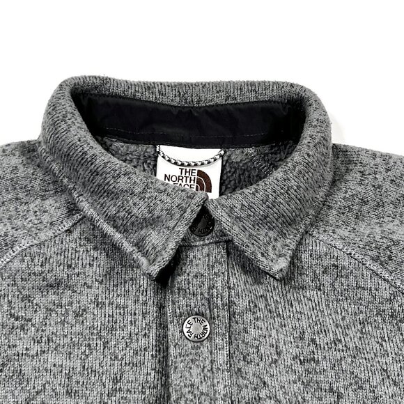 North Face Gordon Lyons Fleece Snap Button Shirt Jacket Mens Small Shacket Gray - Picture 7 of 13